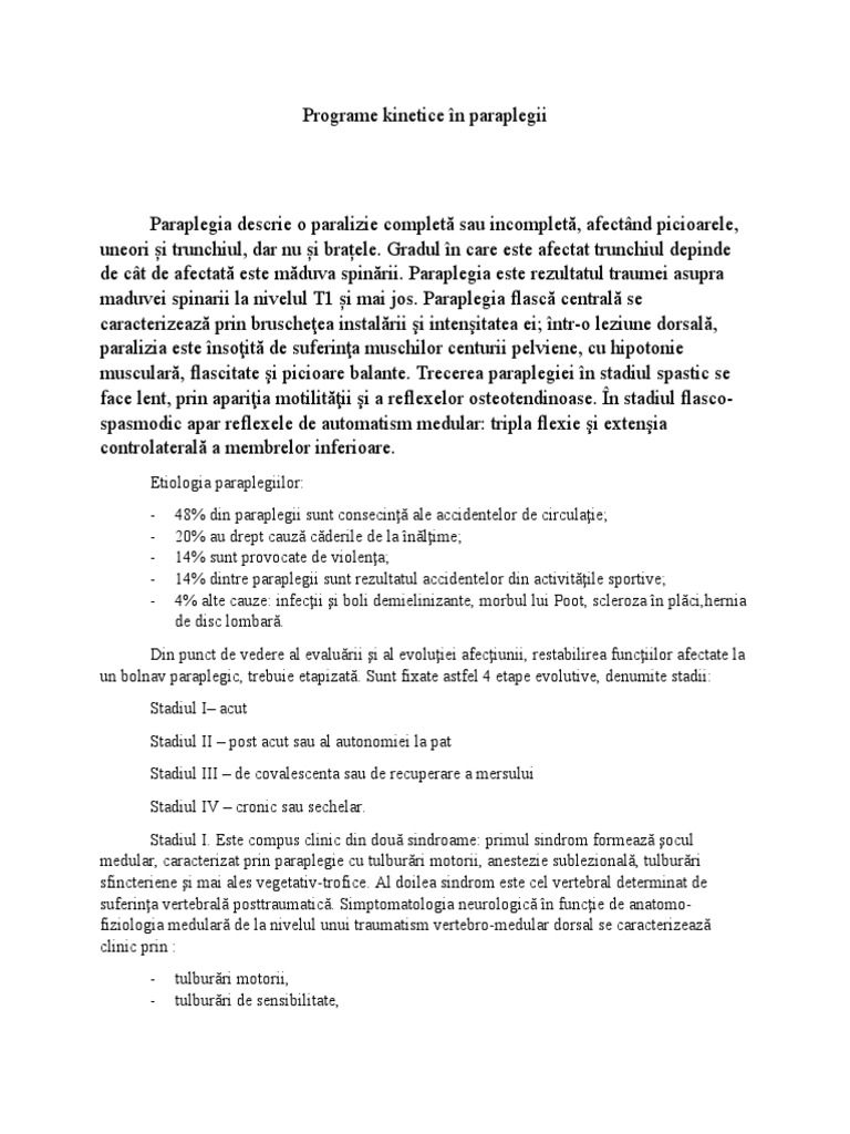 Programe Kinetice În Paraplegii | PDF