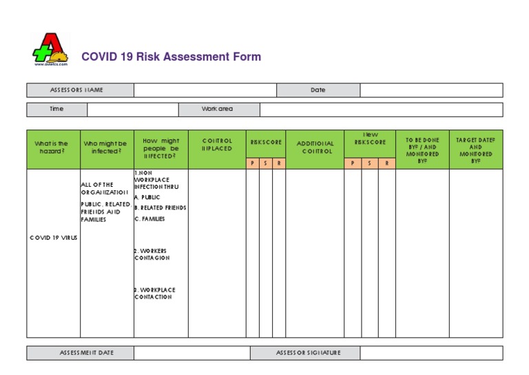 COVID 19 Risk Assessment Form | PDF