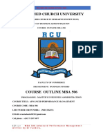 REFORMED CHURCH UNIVERSITY COURSE OUTLINE MBA 506 Advance Pereformance Management