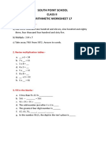 South Point School Class Ii Arithmetic Worksheet 17: 1. Solve The Following