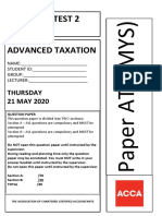 Advanced Taxation: Progress Test 2