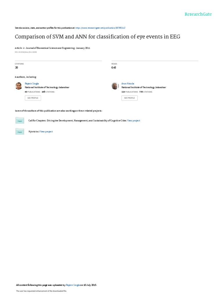 Comparison of SVM and ANN For Classification of Ey PDF | PDF | Applied ...