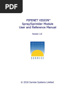 Pipenet Vision Spray/Sprinkler Module User and Reference Manual