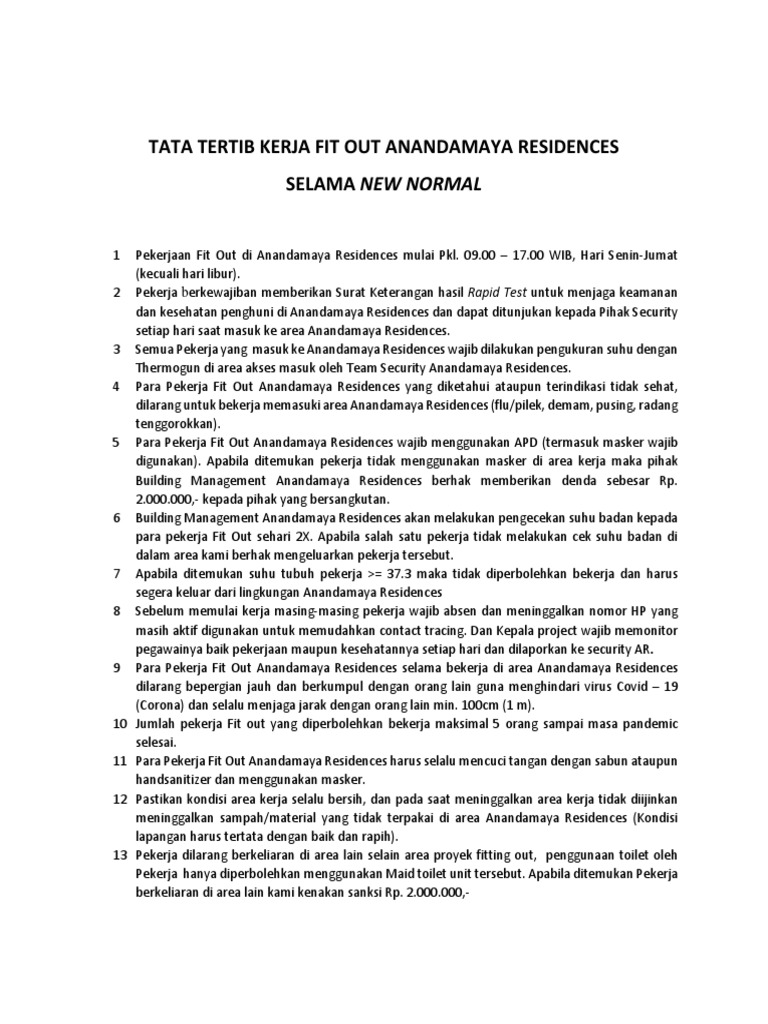 TATA TERTIB FIT OUT AR (New Normal) | PDF