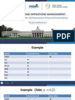 Production and Operations Management: TIME SERIES FORECASTING-Working Example of Exponential Smoothing I
