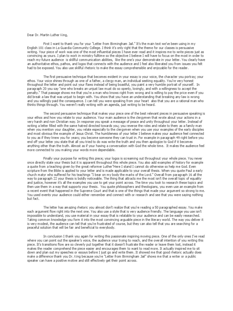 Letter To Martin Luther King | PDF | Essays | Logos