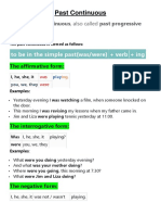 Past Continuous: To Be in The Simple Past (Was/were) + Verb + Ing