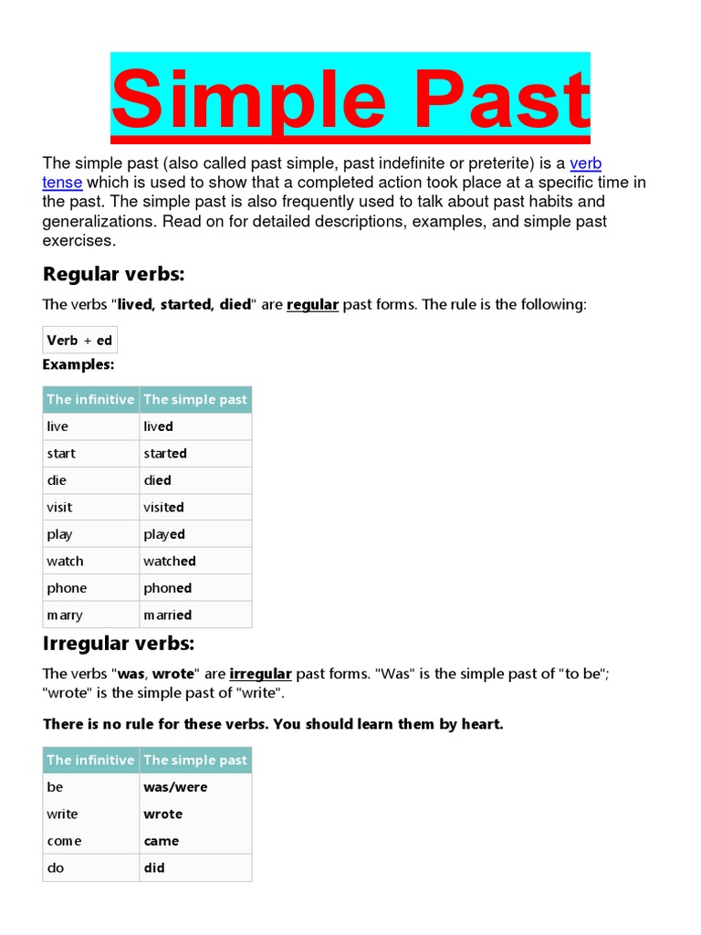 Simple Past: Regular Verbs | PDF | Question | Verb