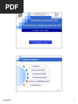 Support Cours Dsp Ge2 Enset 2019 20 Pdf Processeur De Signal Numerique Processeur