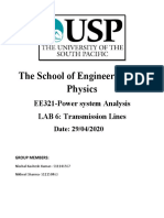 The School of Engineering and Physics: EE321-Power System Analysis LAB 6: Transmission Lines