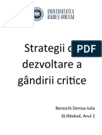 Strategii de Dezvoltare A Gandirii Critice