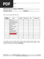 Machine No or Location of Spill Kit: . : Date