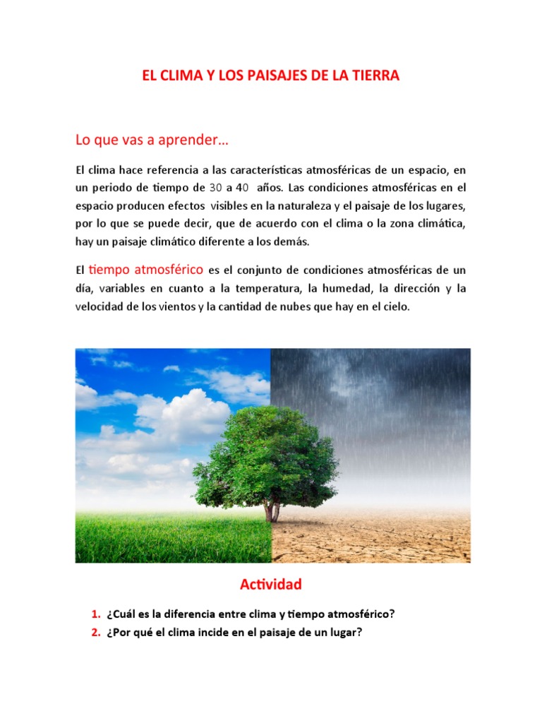 Clima y paisajes de la Tierra para niños | PDF