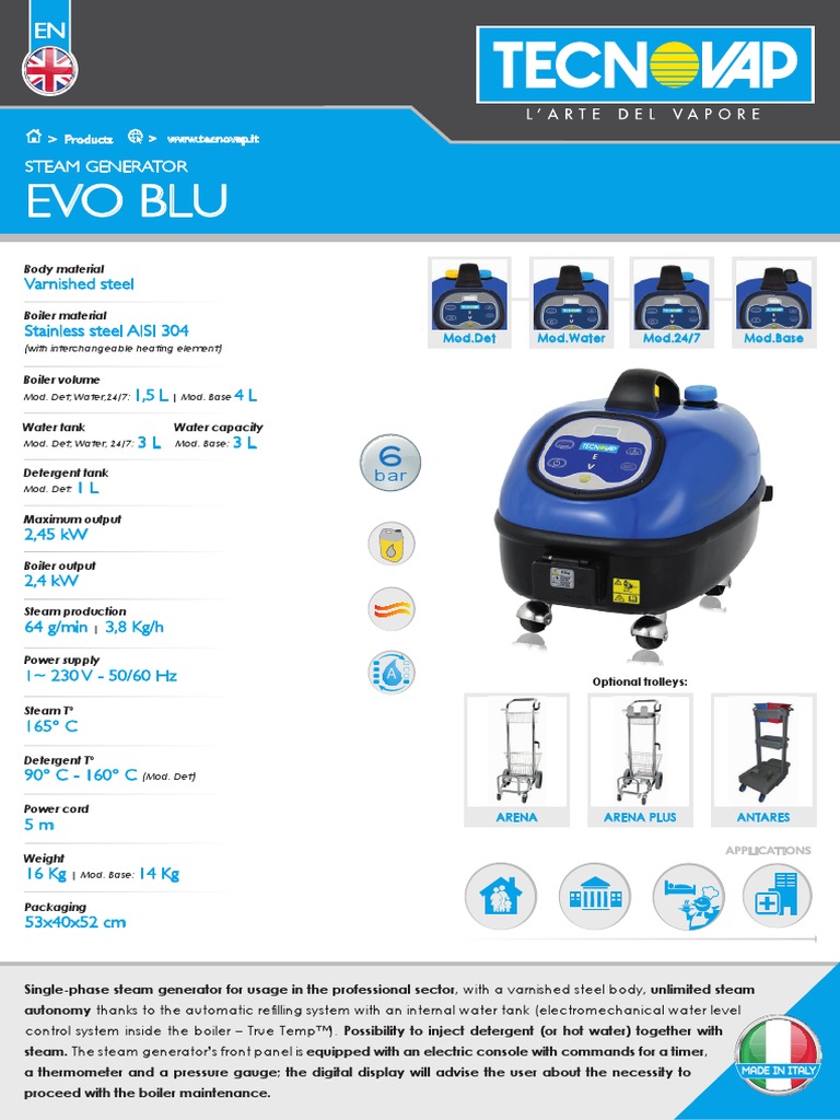 Evo Blu: Steam Generator | PDF | Boiler | Steam