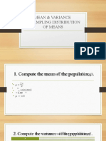 MEAN & VARIANCE of The Sampling Distribution of Means