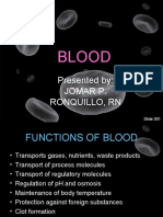 Blood: Presented By: Jomar P. Ronquillo, RN
