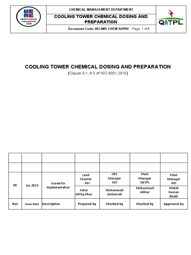 HEIIMSCHEMSOP04 Cooling Tower Chemical Dosing and Preparation PDF