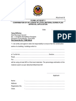 Form Jkt/B/Bt/1: Confirmation of 60% Usage of Local Material During Plan Approval Application