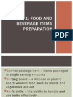 Lesson 1: Food and Beverage Items Preparation