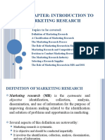 Chapter: Introduction To Marketing Research: Topics To Be Covered