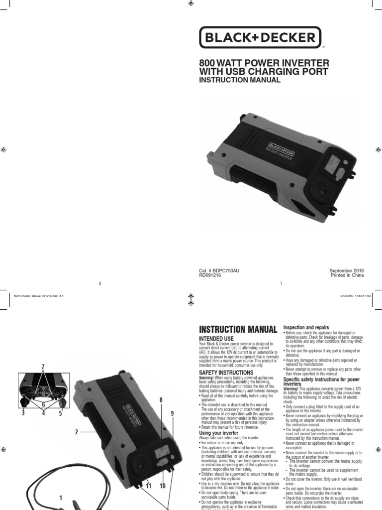 Black Decker 800 Inverter Power Inverter Electrical Connector