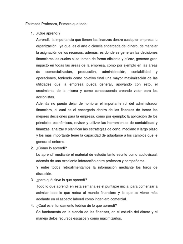 Importancia de las Finanzas en Empresas | PDF | Crecimiento personal y ...