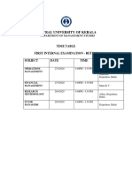 Central University of Kerala: Time Table First Internal Examination - Retest Subject Date Time Students