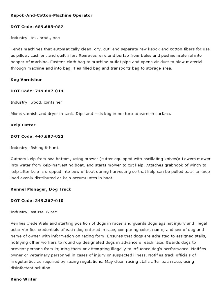 Job Descriptions K PDF Knitting Brewing