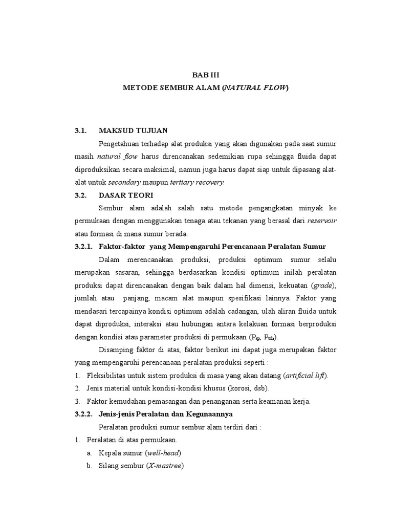Metode Sembur Alam dan Peralatan Produksi | PDF