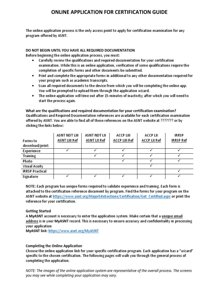 Online Application For Certification Guide: Do Not Begin Until You Have ...