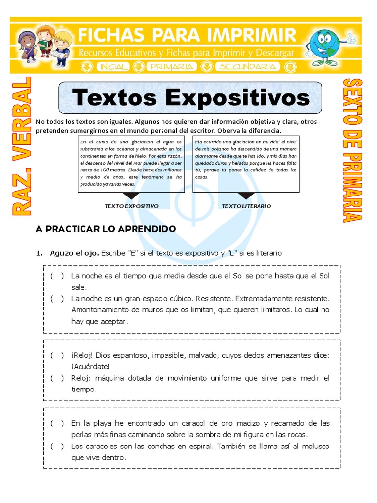 Textos Expositivos Para Sexto De Primariapdf Naturaleza Science