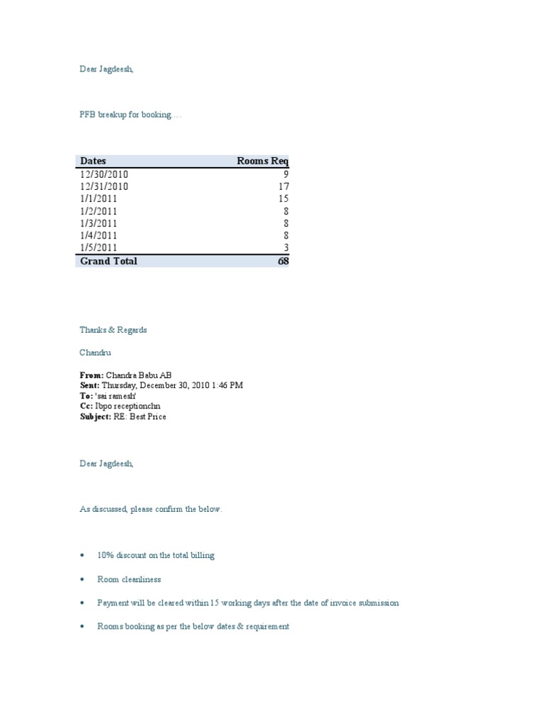 Room Booking Breakdown and Terms | PDF