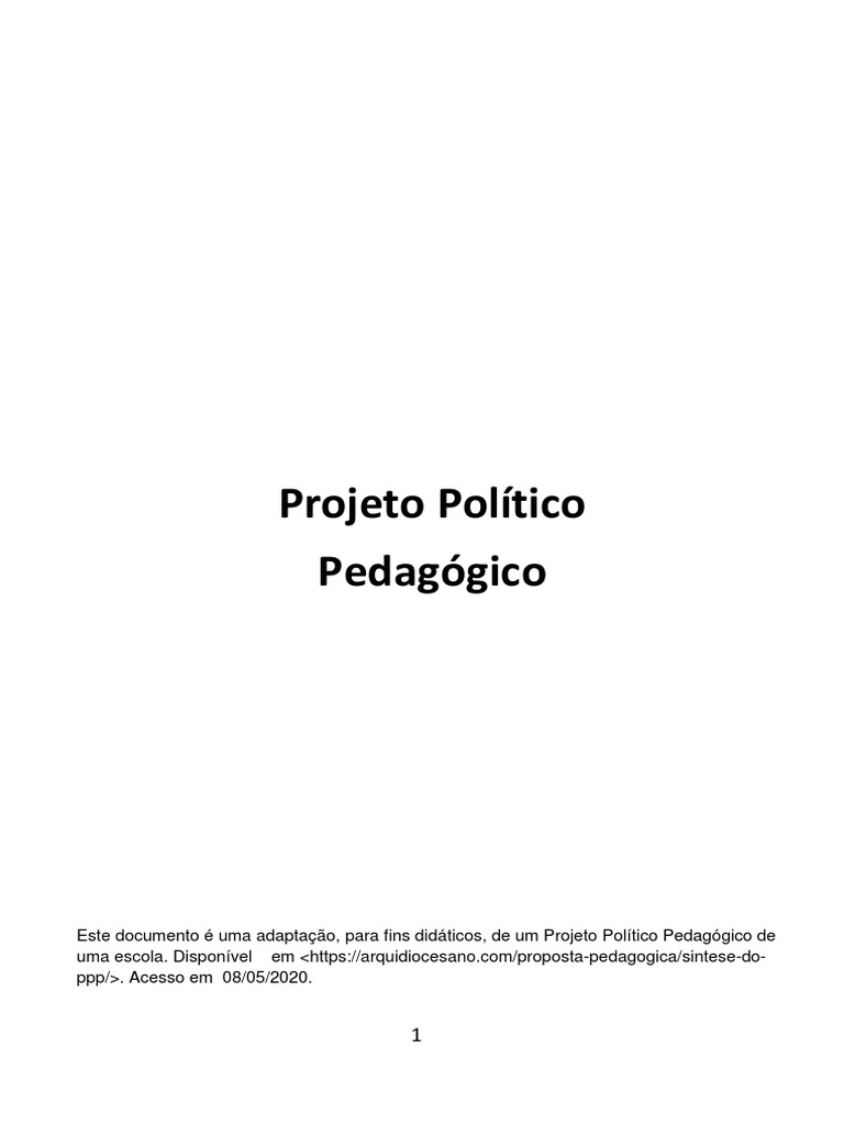 Projeto Político Pedagógico - PPP | PDF | Pedagogia | Aprendizado