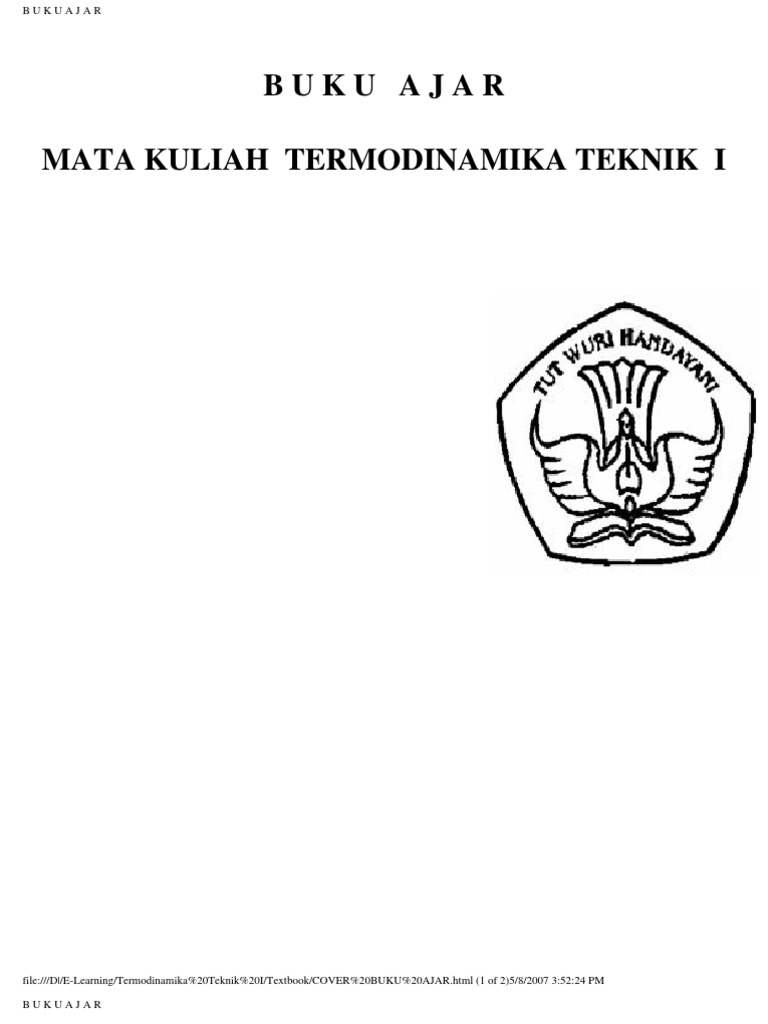 Mata Kuliah Termodinamika Teknik I