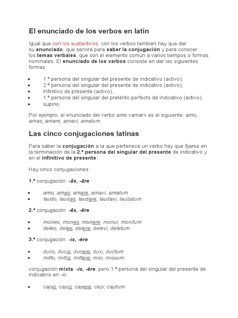 Verbos Latin | PDF | Verbo | Conjugación gramatical