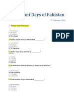 Important Days of Pakistan
