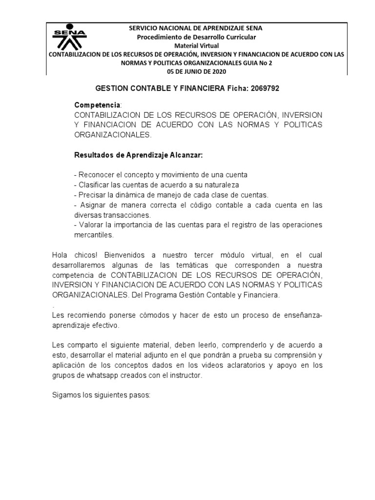 Taller Virtual Gestion Contable y Financiera Sena 2020 | PDF ...