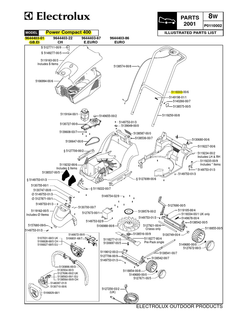Flymo Power Compact 400 Parts List | PDF | Lawn Mower | Vehicle Technology