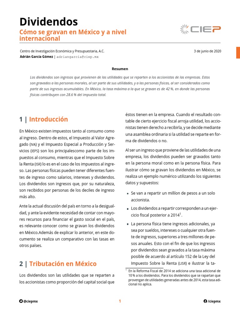 Gravamen de Dividendos en México | PDF | Impuesto sobre la renta ...