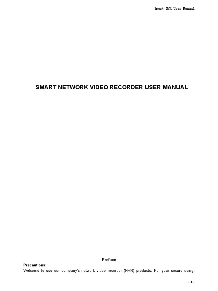 Smart NVR User Manual Guide | PDF | Ip Address | Hard Disk Drive