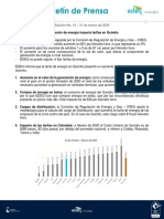 Boletín de Prensa EDEQ #10-2020 EDEQ Tarifas de Energía