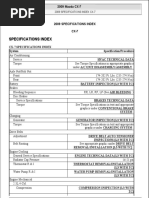 Mazda CX7 2009 Repair Manual