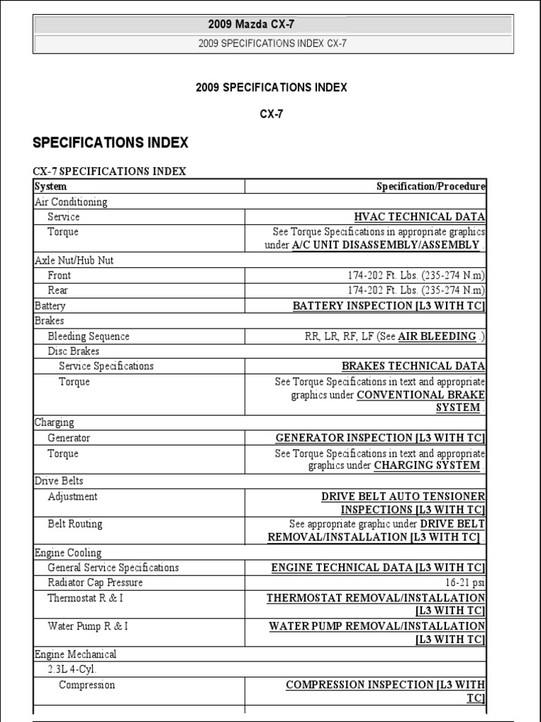 Mazda Cx7 09 Repair Manual Anti Lock Braking System Airbag
