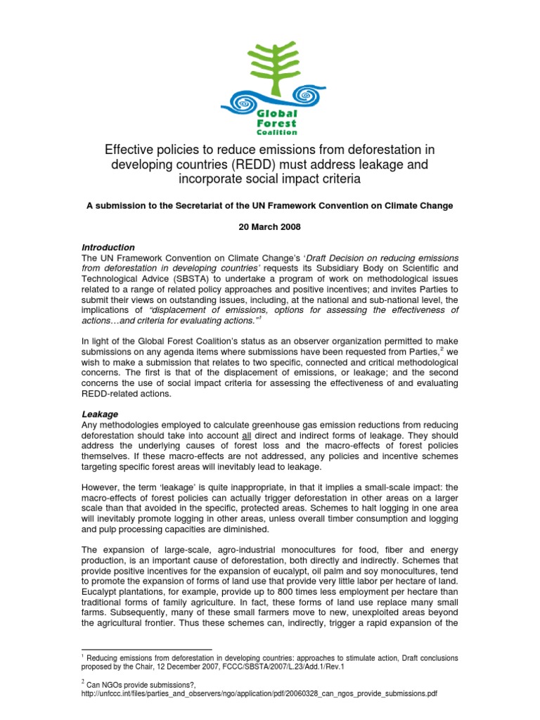 Effective Policies To Reduce Emissions From Deforestation in Developing ...