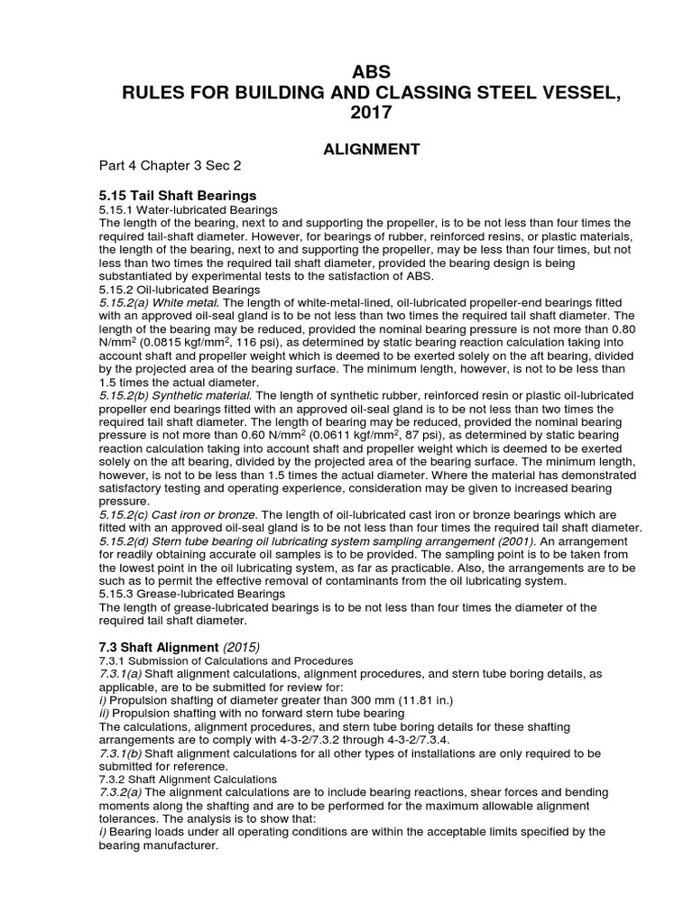 ABS Rules For Building and Classing Steel Vessel, 2017 Alignment PDF