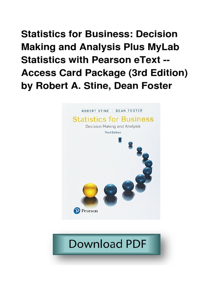 Statistics for Business: MyLab Access Guide | PDF | Statistics | Computing