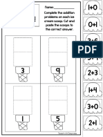 Name: - Complete The Addition Problems On Each Ice Cream Scoop. Cut and Paste The Scoops To The Correct Answer
