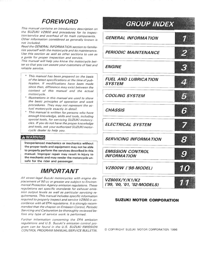SUZUKI MARAUDER VZ800 SERVICE MANUAL intelligence overview