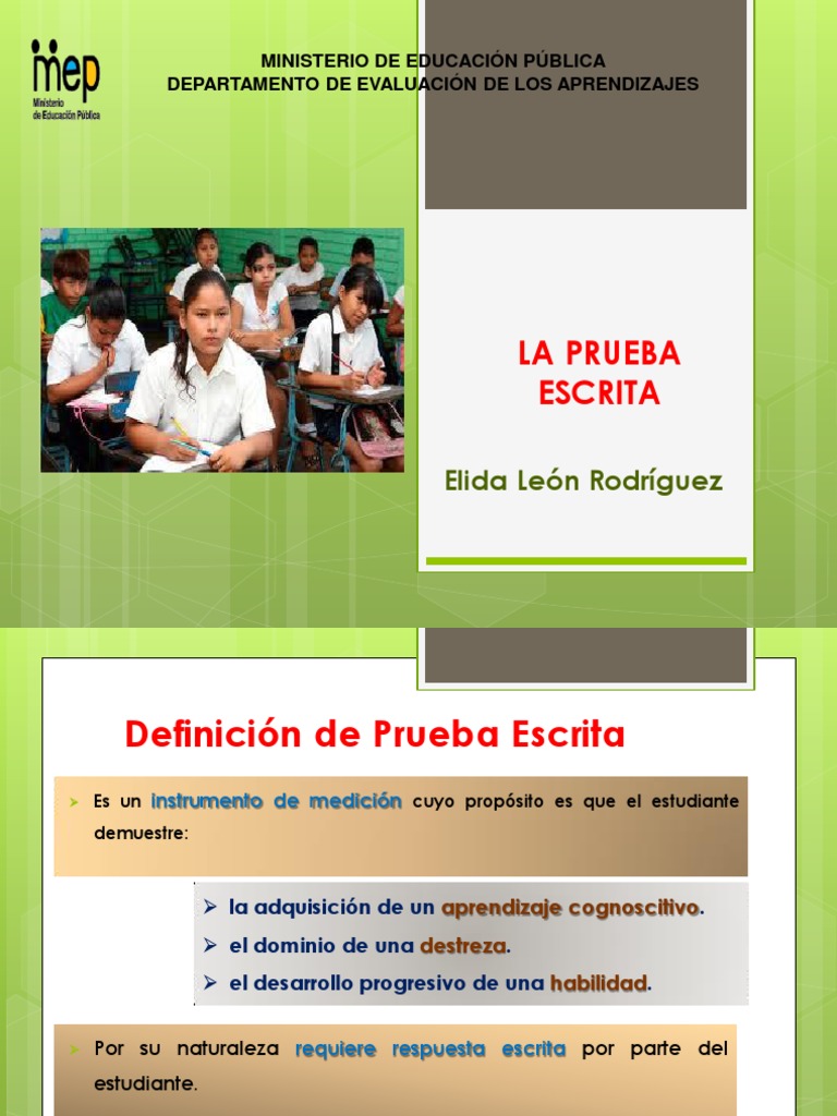 La Prueba Escrita Actualizada Pdf Ensayos Color