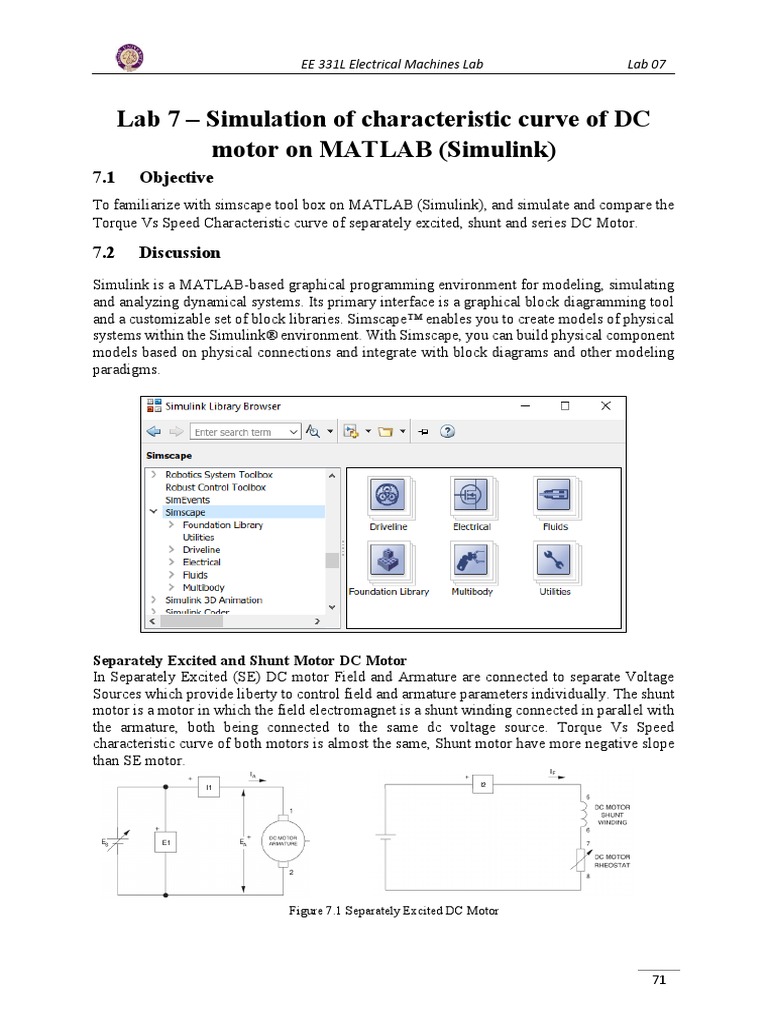 Lab 7 - Simulation of Characteristic Curve of DC Motor On MATLAB ...